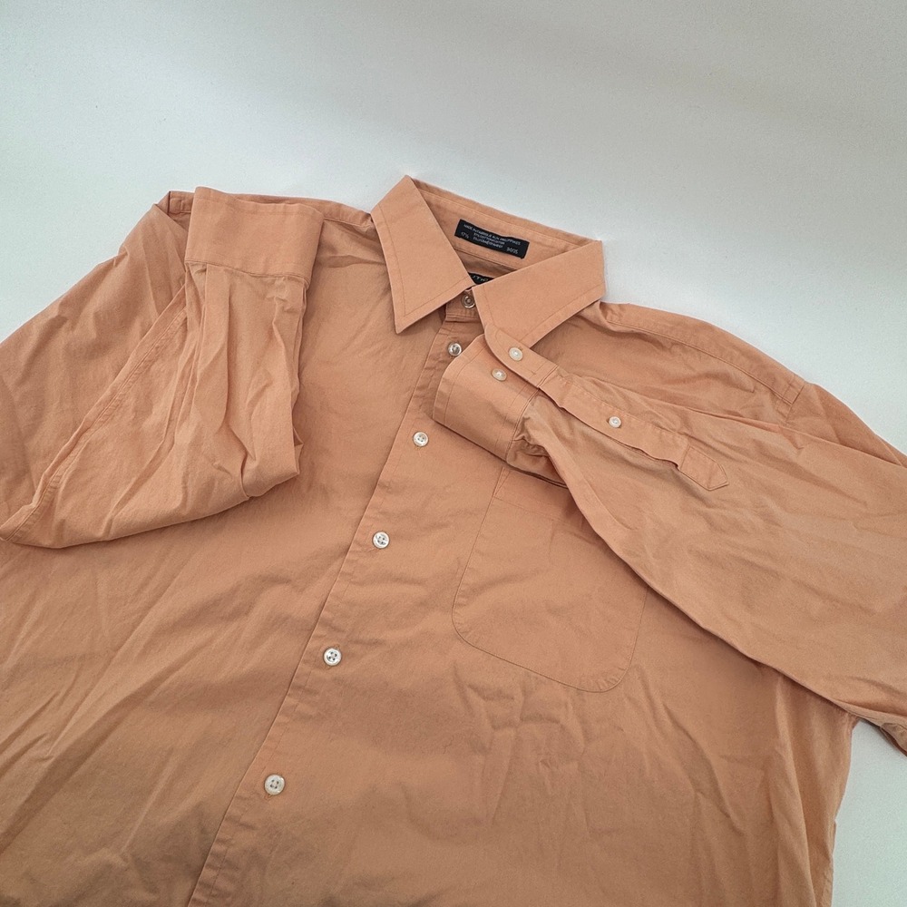 Nautica Mens Comfort Stretch Button Down Shirt Peach Long Sleeve Size‎ XL